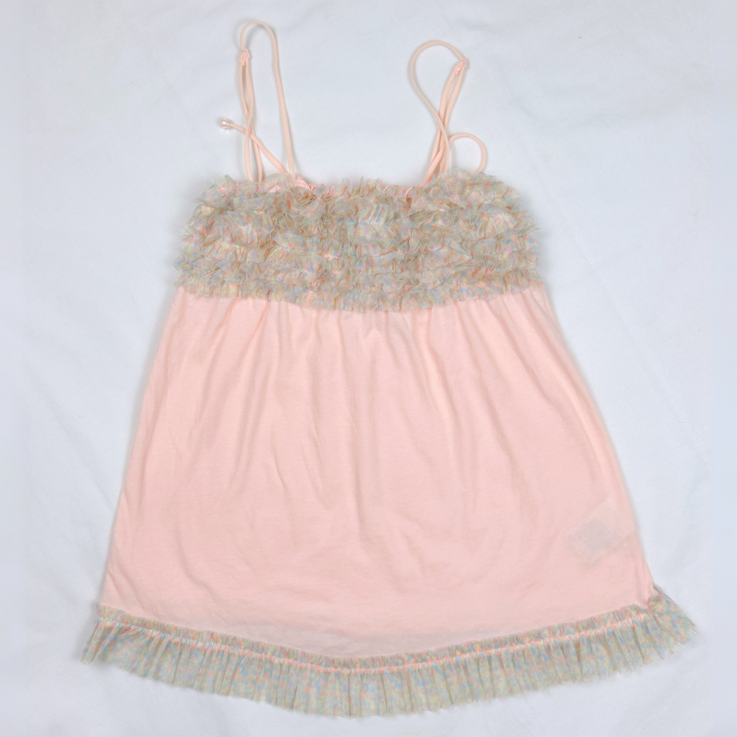 Peach Shirred Ruffle Camisole