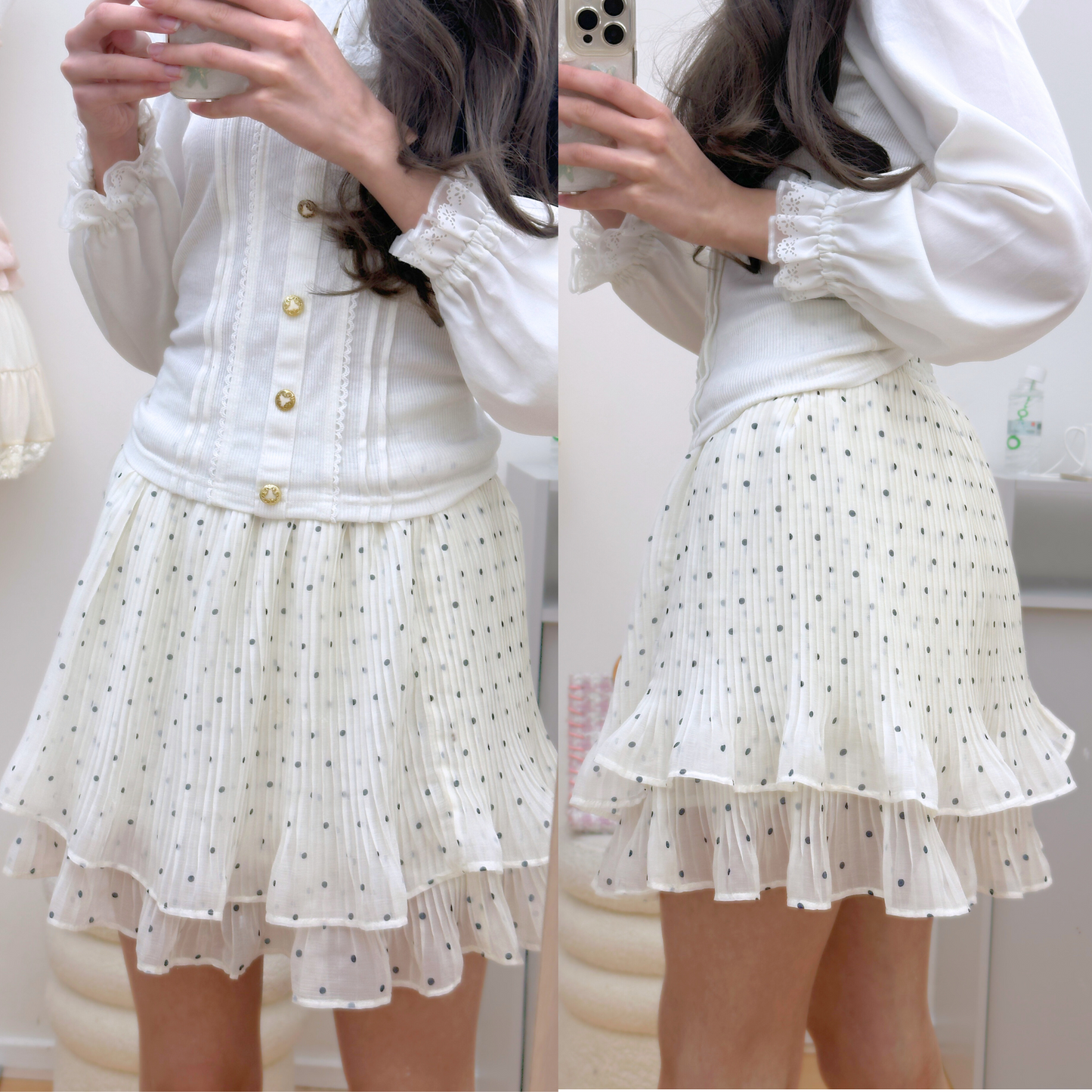 Dot Ruffle Mini Skirt ⋆.˚⟡ ࣪ ˖