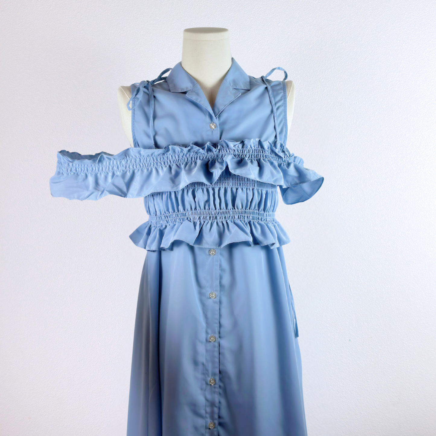 Powder Blue Convertible Frill Dress