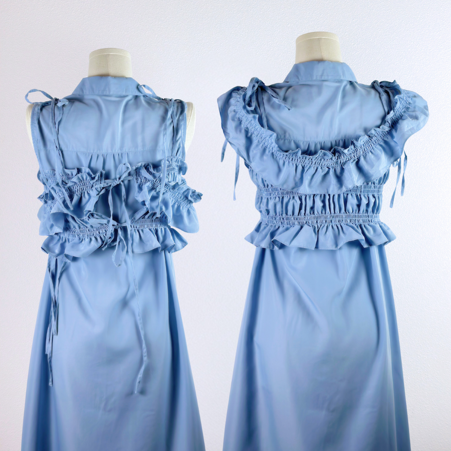 Powder Blue Convertible Frill Dress