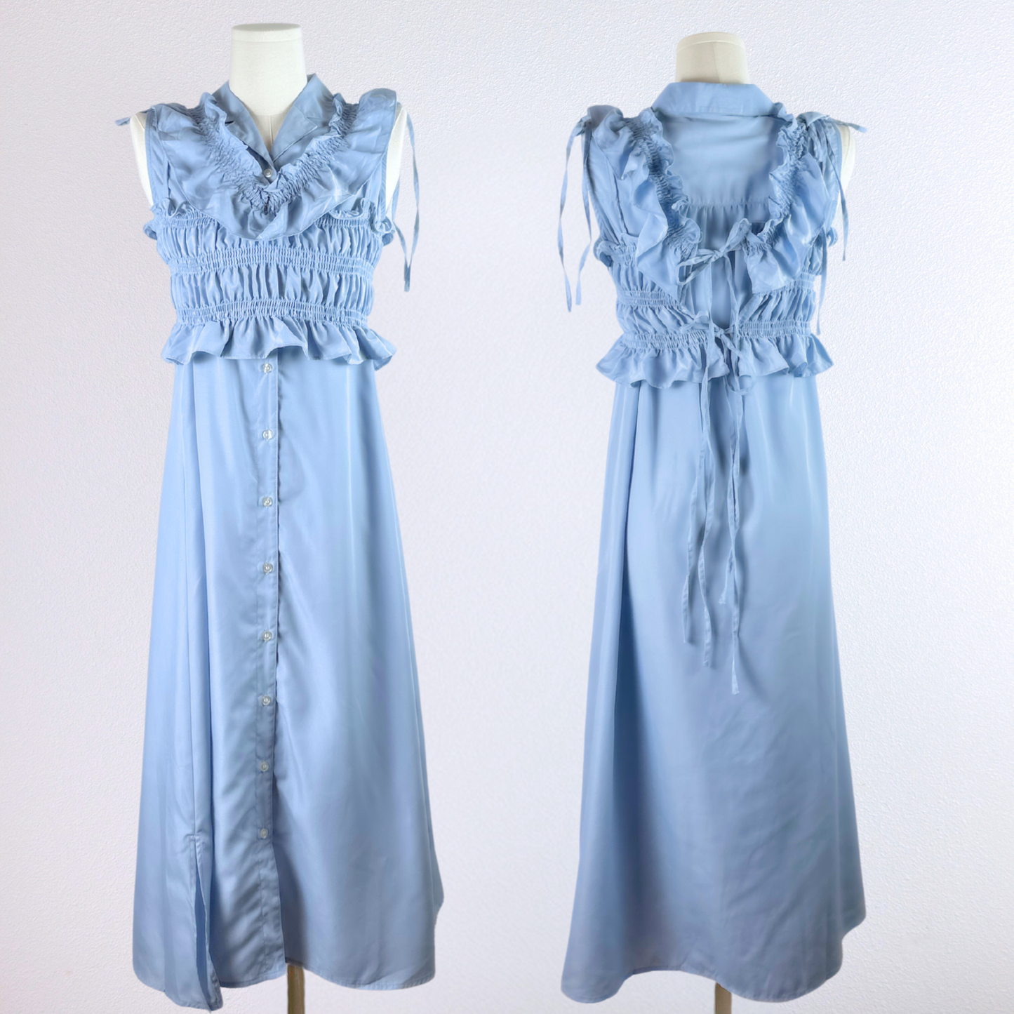 Powder Blue Convertible Frill Dress