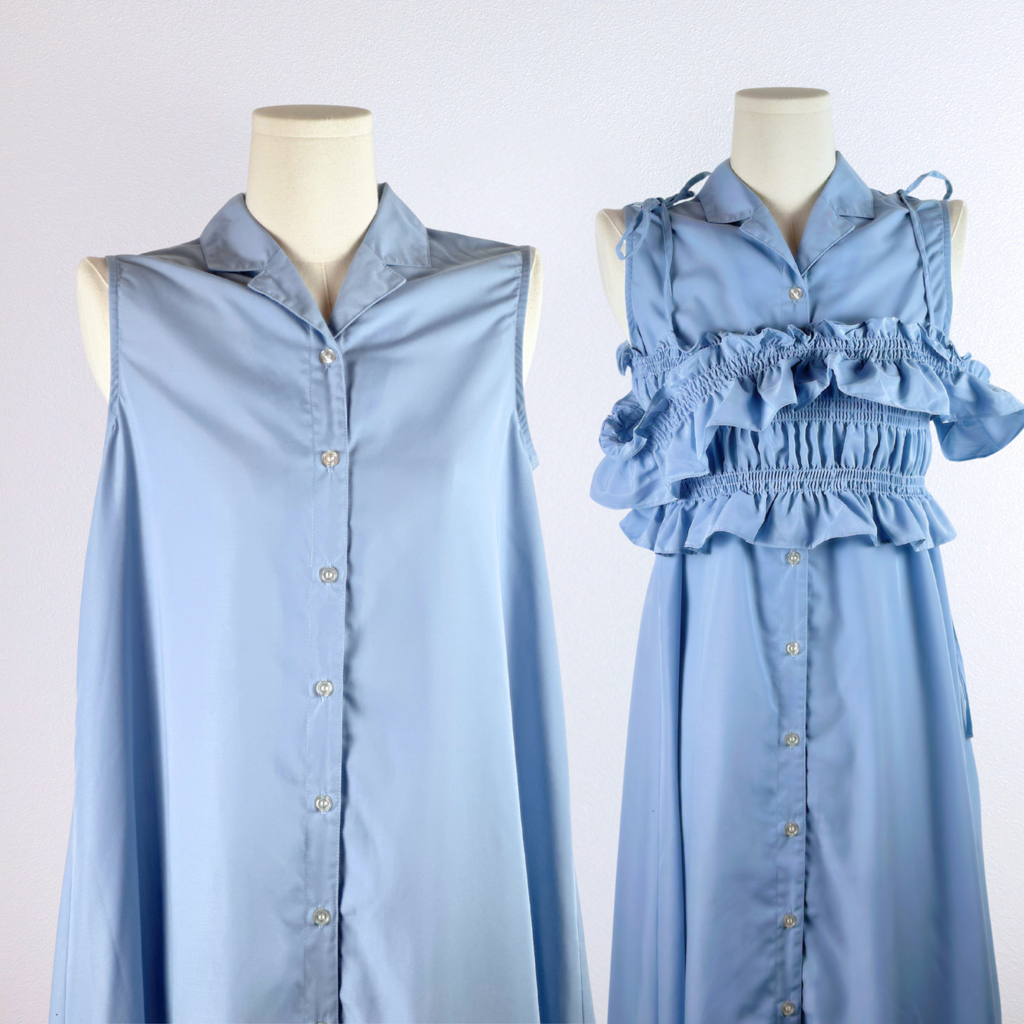 Powder Blue Convertible Frill Dress