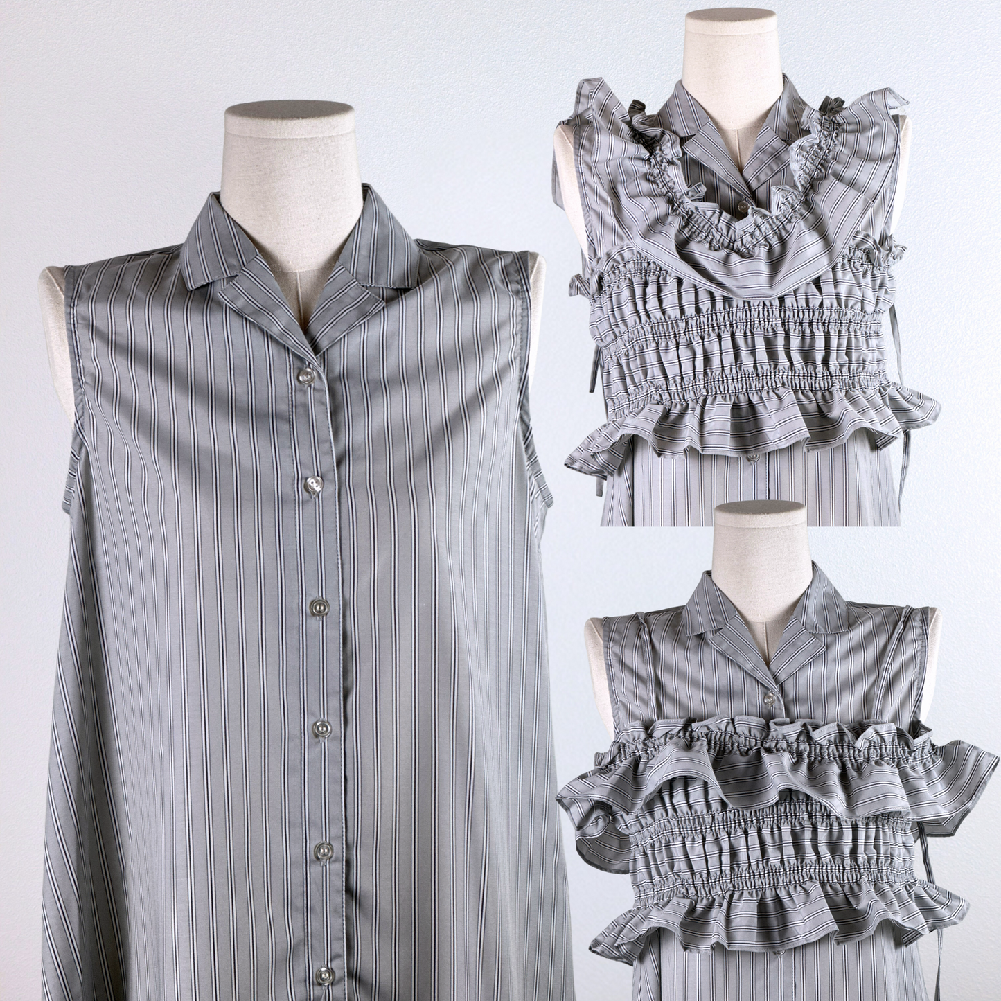Pinstripe Ruffle Convertible Dress