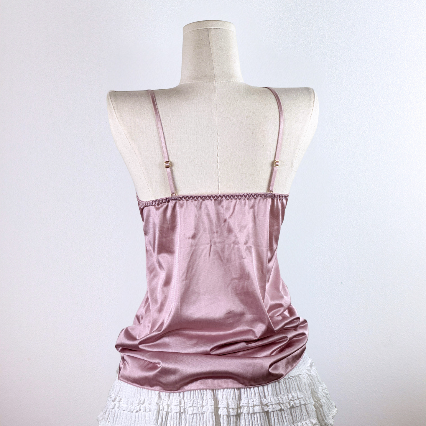 Lace Satin Camisole in Mauve and Cream