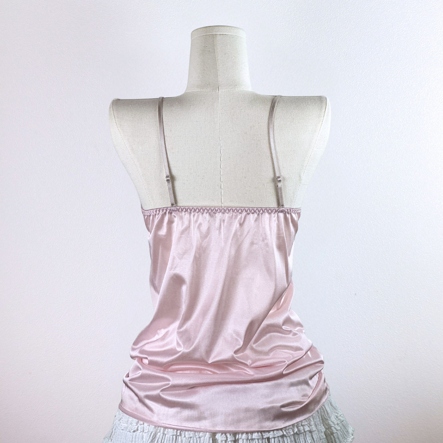 Blush Pink Satin Camisole with Embroidered Lace Cups