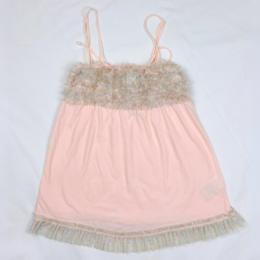 Peach Shirred Ruffle Camisole