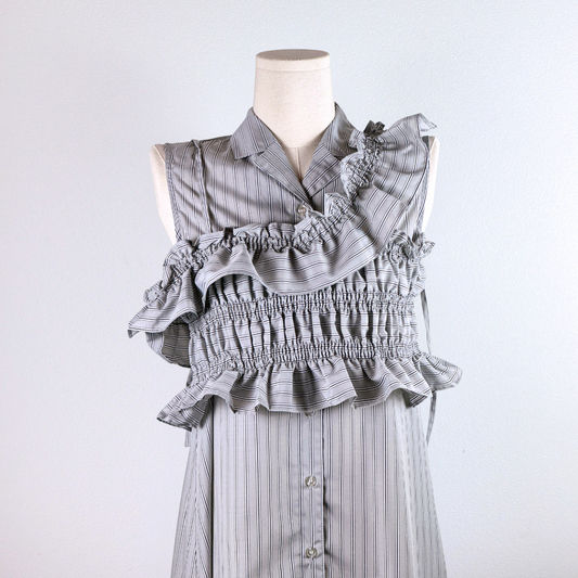 Pinstripe Ruffle Convertible Dress