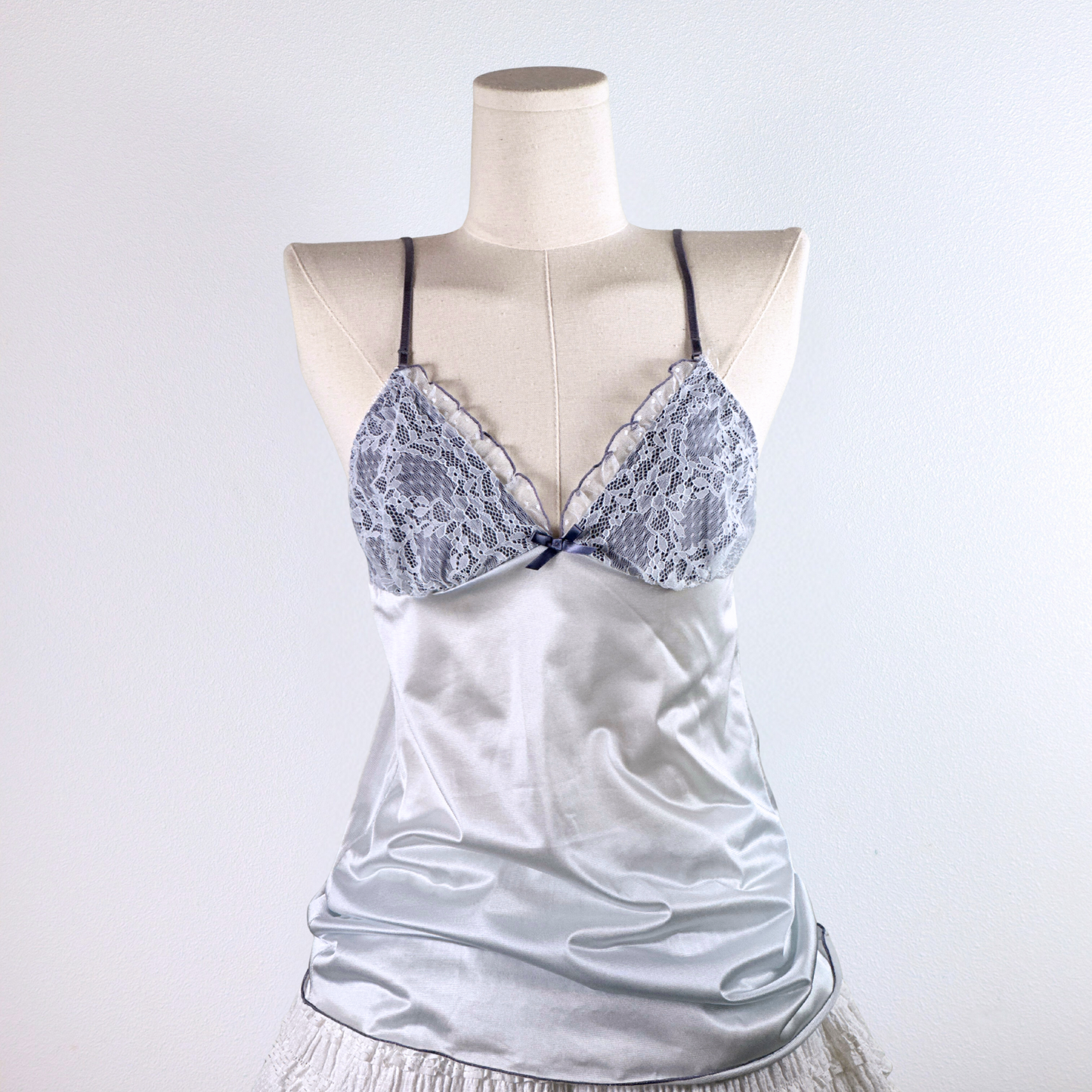 Lace Satin Camisole in Cloud Blue