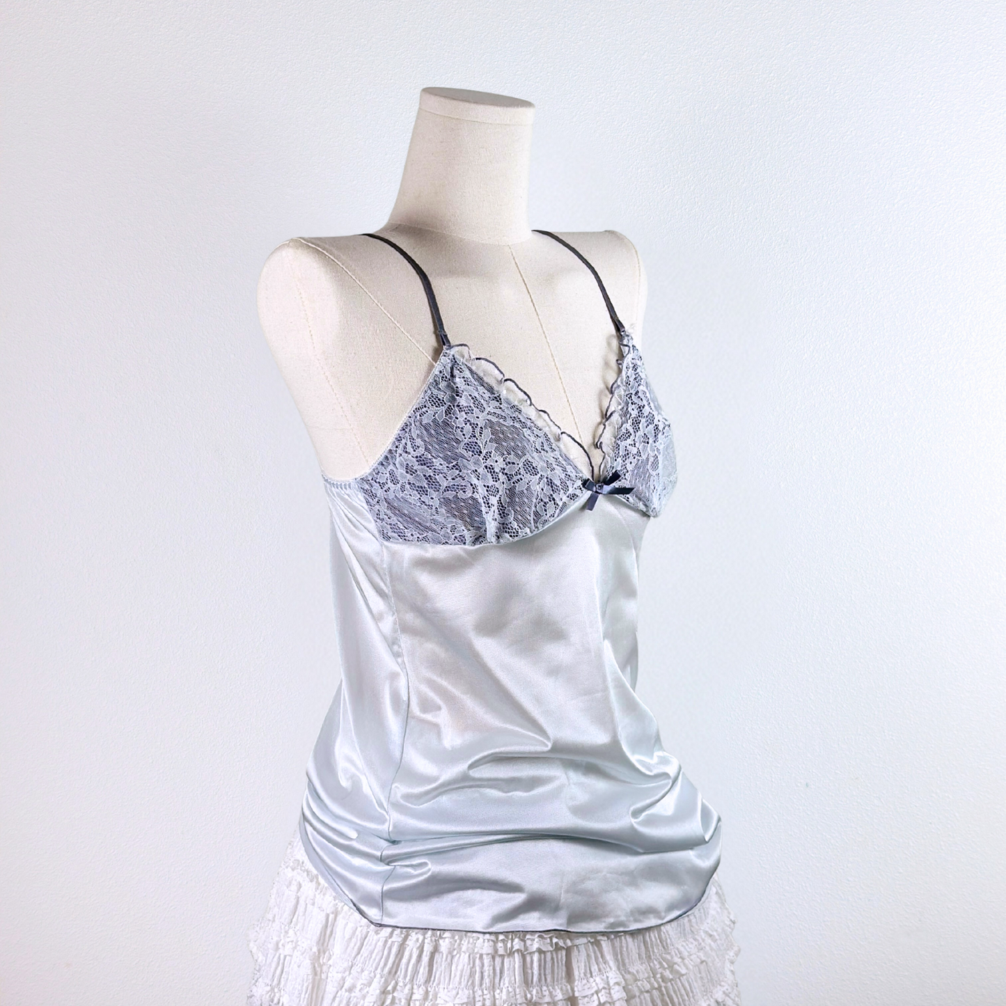 Lace Satin Camisole in Cloud Blue