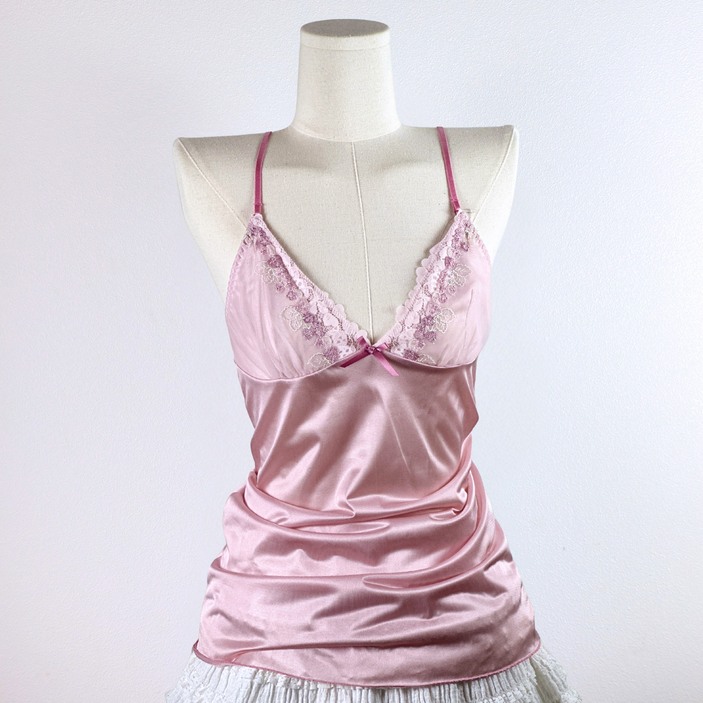 Lace Satin Camisole in Blush Pink