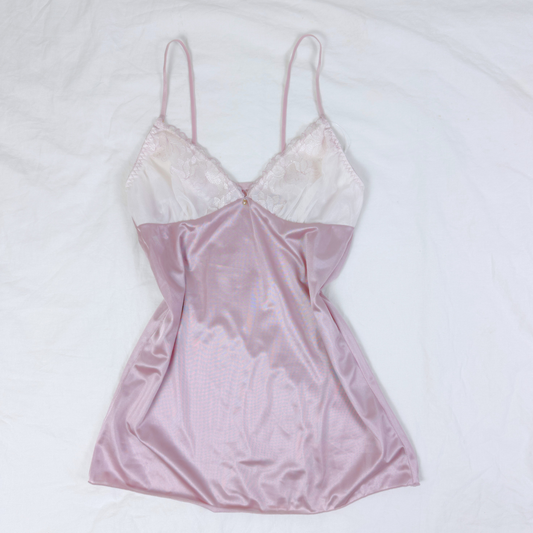 Lace Satin Camisole in Mauve and Cream