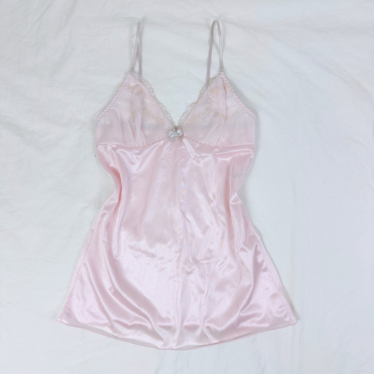 Blush Pink Satin Camisole with Embroidered Lace Cups